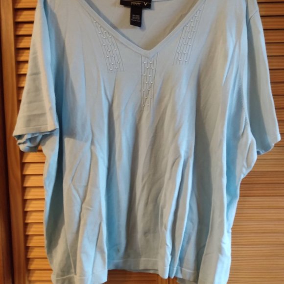 Very soft baby tealish blue v neck sweater 26w 28w - Picture 4 of 4